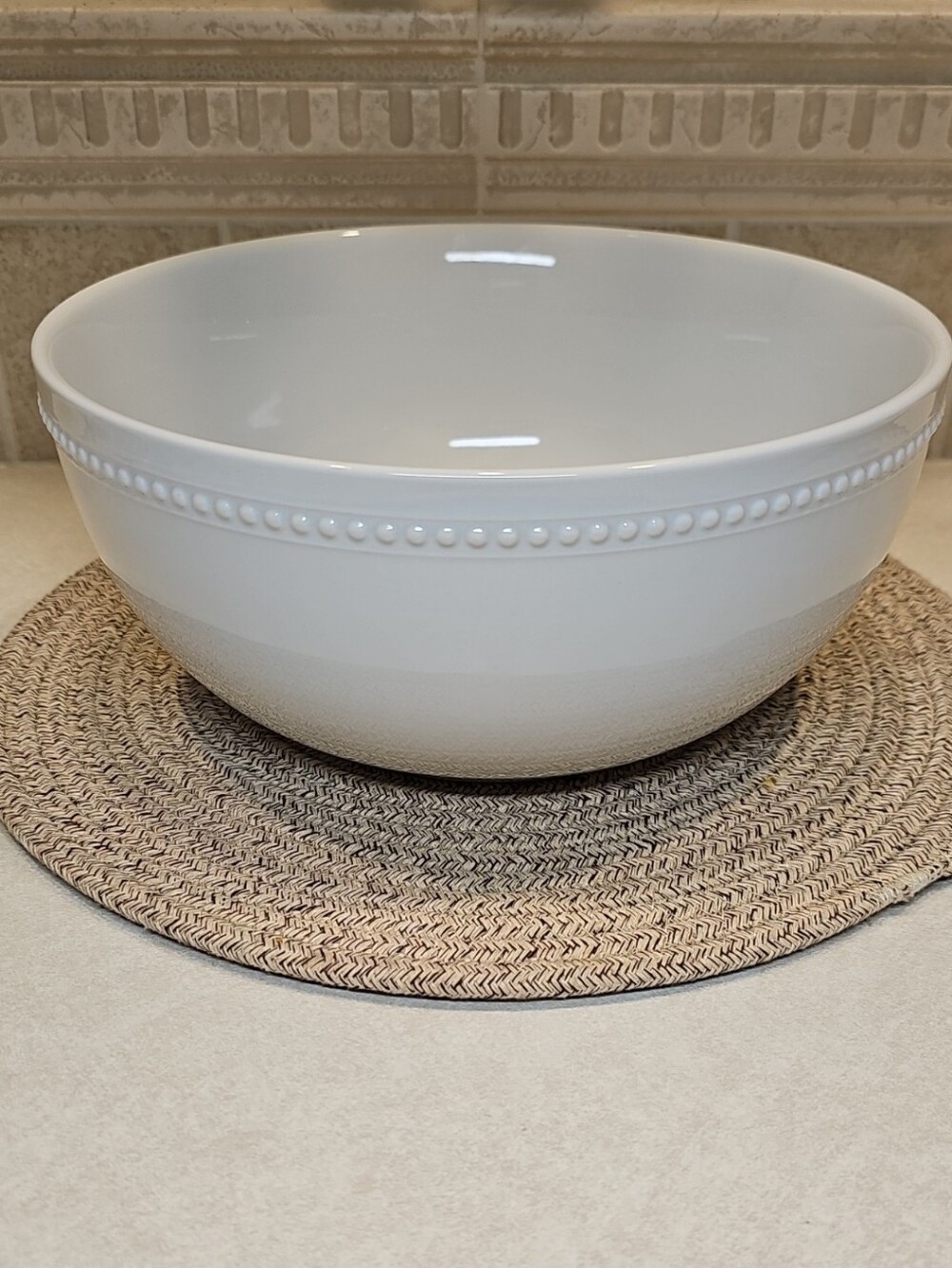 Threshold 128oz. Porcelain Beaded Serving Bowl White Porcelain